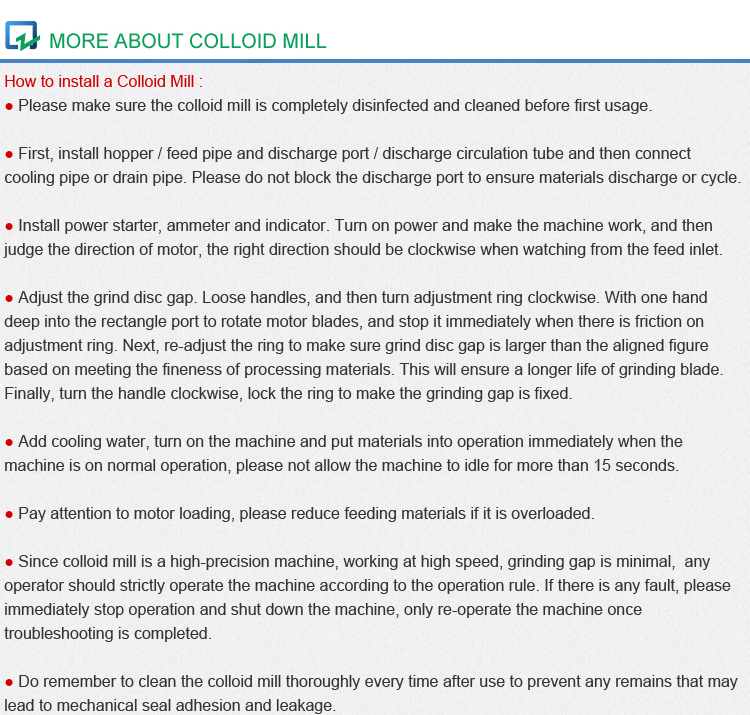 MORE ABOUT COLLOID MILL