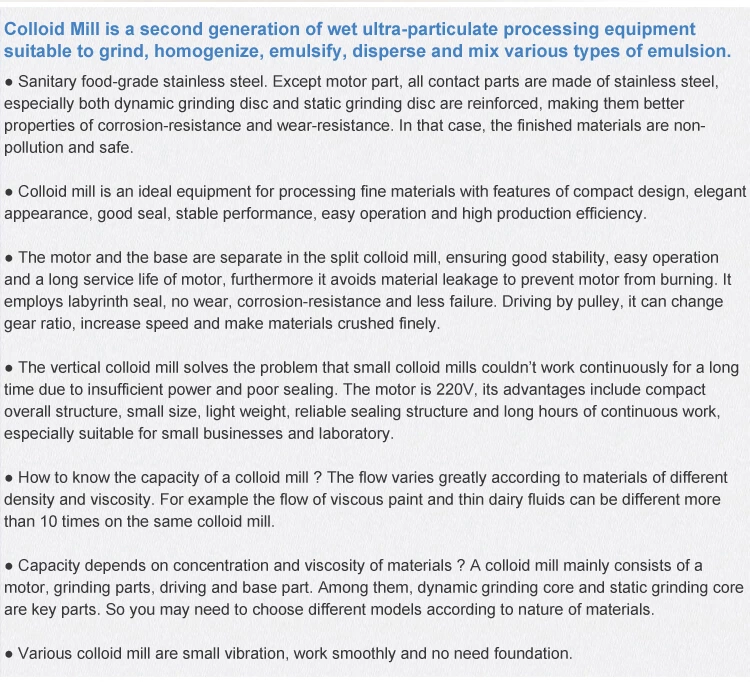 JM-F Split Colloid Mill (conventional grade)