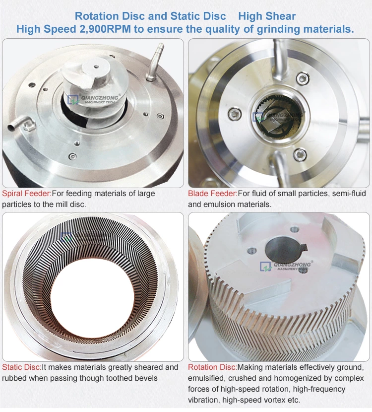 Rotation Disc and Static Disc High Shear High Speed 2,900RPM to ensure the quality of grinding materials.