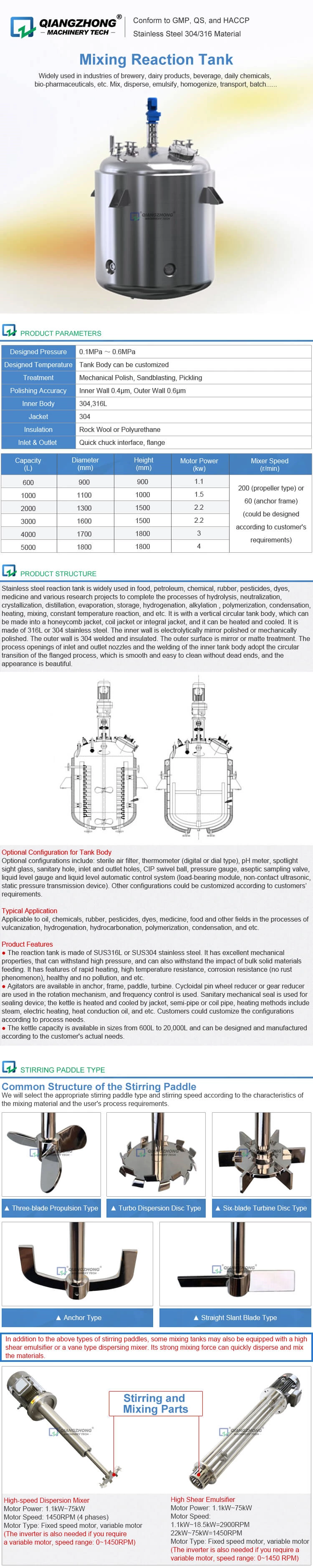 Mixing Reaction Tank
