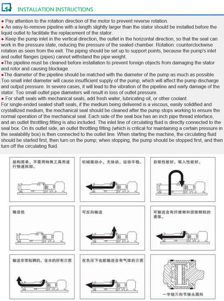 Single Screw Pump With Rectangle Feeding Port