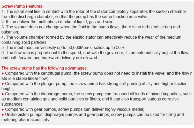Single Screw Pump With Rectangle Feeding Port