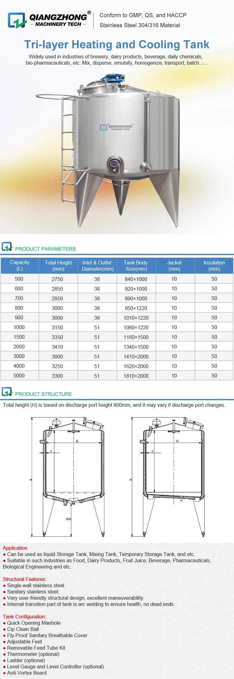 Tri-layer Heating and Cooling Tank