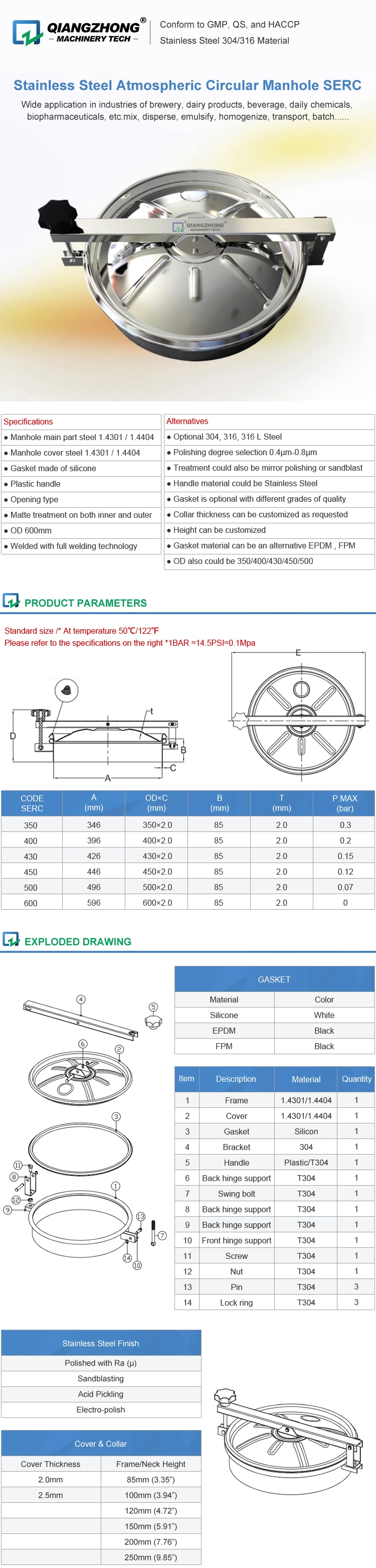 Stainless Steel Atmospheric Circular Manhol CNPC