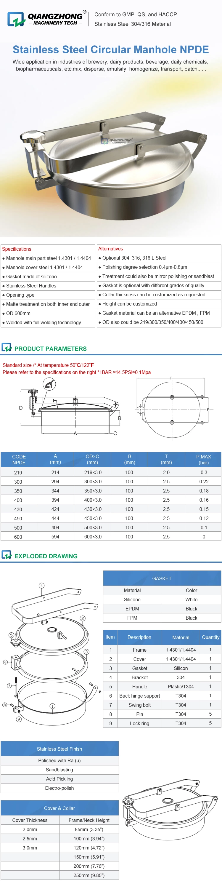 Stainless Steel Circular Manhole NPDE