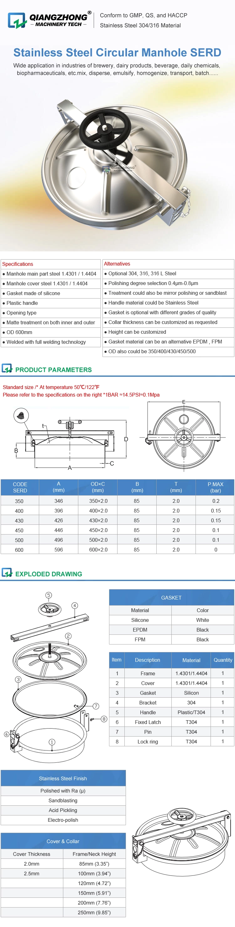 Stainless Steel Circular Manhole SERD