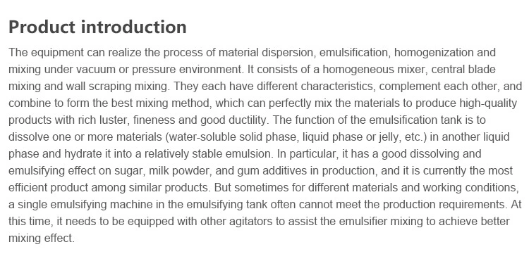 Experimental Stirring and Emulsification Tank