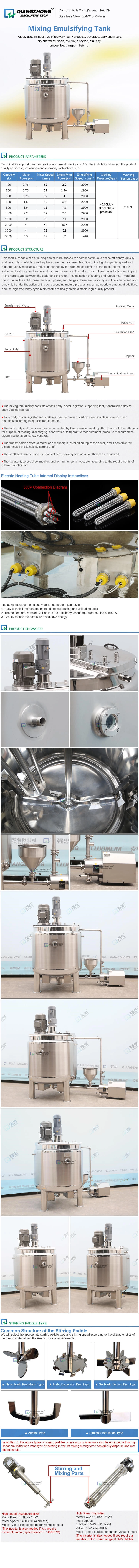 1000L emulsification mixing tank with homogenizing pump